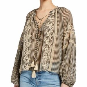 Love Sam Black and Cream Striped Blouse